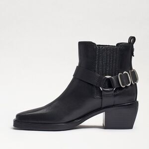 Sam Edelman Women's Bellamie‎ Leather Squared Toe Block Heels Moto Bootie Sz 6.5